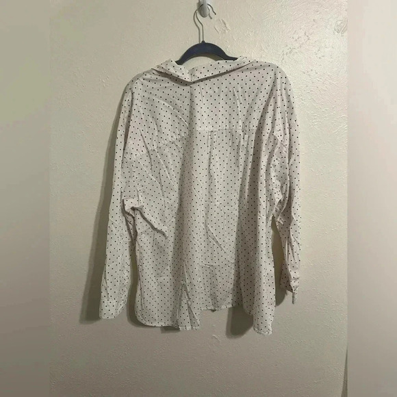 J.Jill White And Black Polka Dot Button Down Oversized Blouse - Picture 7 of 11